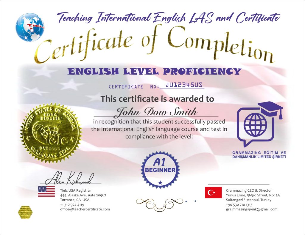 US Level Certificate